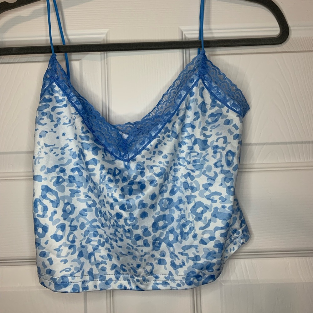 Blue Leopard Crop Top